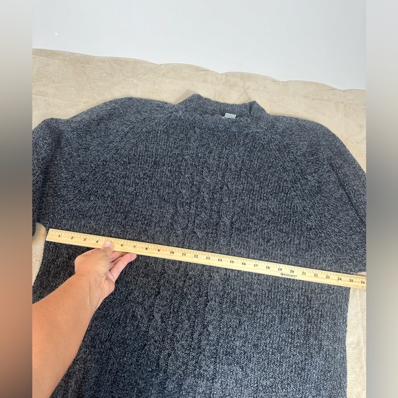 VTG Victoria Jone Sweater Womens Plus 3X Mock Neck Charcoal Chunky Cable Knit - Picture 3 of 8